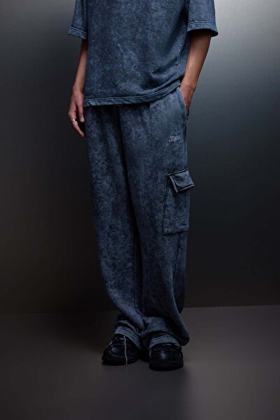 Slatra Trening baggy pentru bărbați, antracit, cu efect de spălare basic și b...