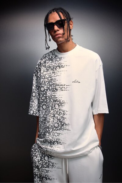 Slatra Tricou alb pentru bărbați Side Effect supradimensionat