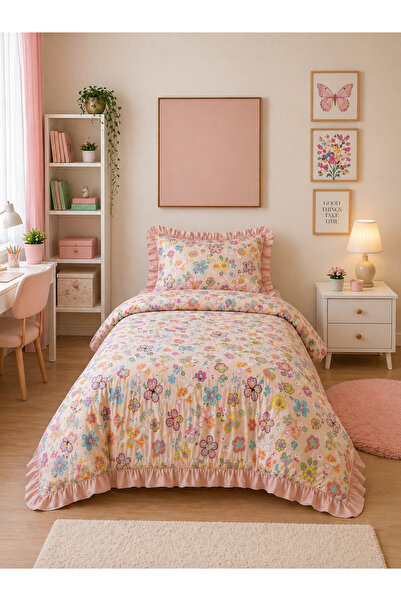 Violacasa Σετ Παπλωματοθήκη με Βολάν για Μονό Κρεβάτι Flower |   Δωμάτιο Εφήβ...