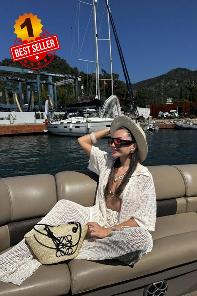 De Pose Μοντέρνο πλεκτό σετ παραλίας με διάτρητο σχέδιο