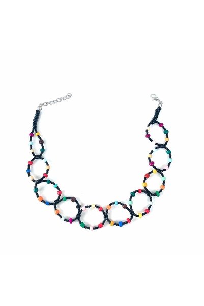 LeylanTakı Women's Mixed Color Beads Black Handmade Choker Necklace Bijouterie Gift Accessory