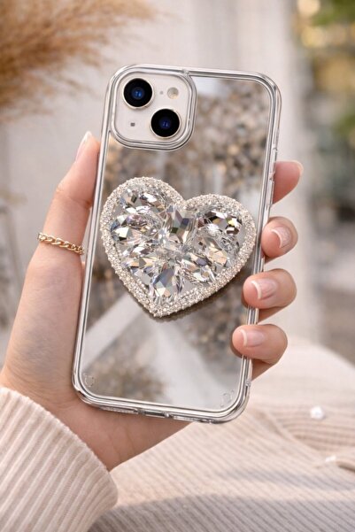 PiyasaSepeti Aynalı Taşlı Popsocketli Kılıf iPhone 16 Plus