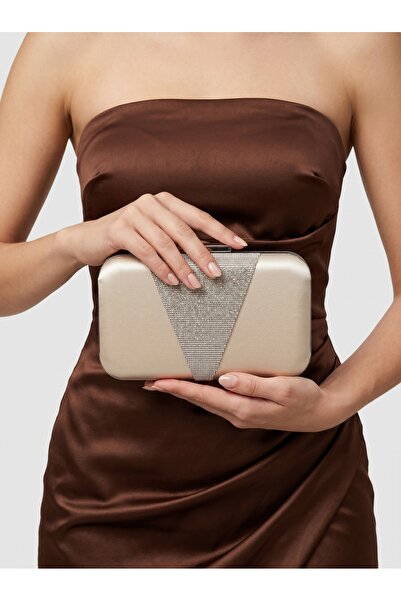 Biçanta Χρώμα δέρματος Σατέν Ασημί Πέτρα Βραδινό Φόρεμα Τσάντα Βραδινή Τσάντα...