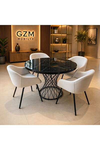 larissa design LAKE PANEL MERMER DESEN MASA 4 ADET SANDALYE TAKIM(SANDALYELER...