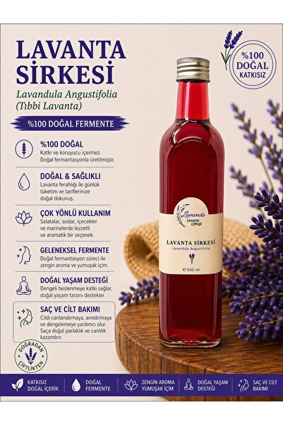 Lavande Lavanta Çiftliği Doğal Lavanta Sirkesi 500 ml – Katkısız Fermente Lav...