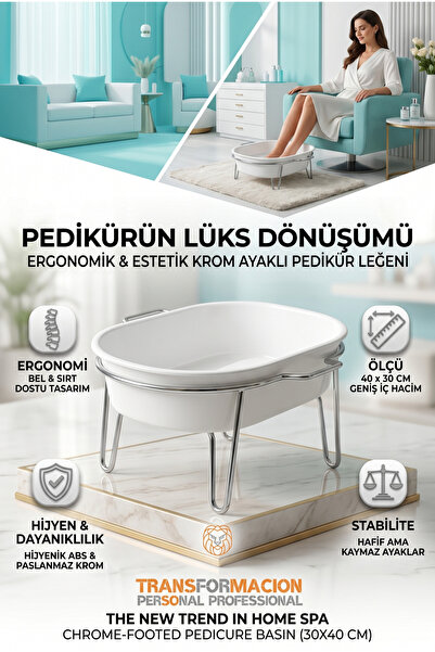 Transformacion Krom Ayaklı Pedikür Leğeni BEYAZ G.Gibeau Design