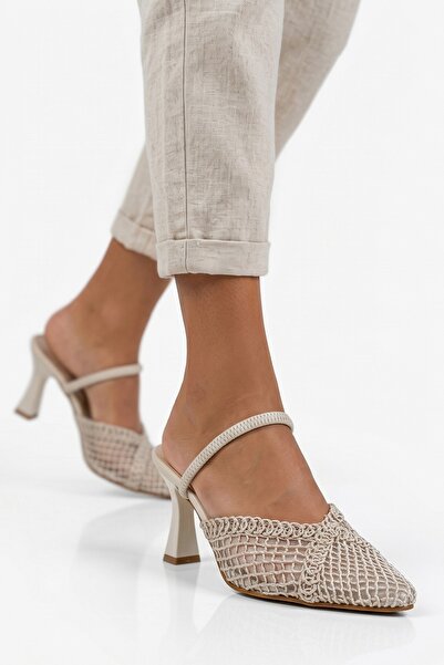 Ceylans Πλεκτά γυναικεία παπούτσια-παντόφλες με μυτερή μύτη και τακούνι