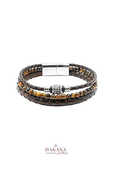 Certified 4mm Tiger Eye Natural Stone Dark Brown Snakeskin Bracelet