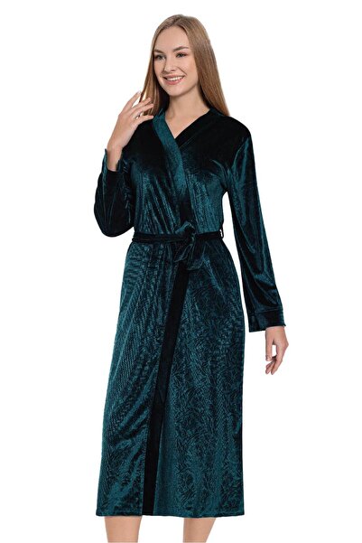 FLZ Velvet Dressing Gown Self-Patterned Stylish and Elegant 22-100