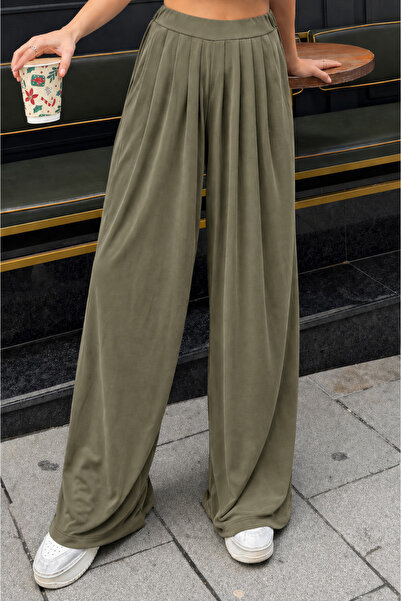 Mogi Butik Παντελόνι Σαλβάρ από Ύφασμα Μοντάλ Πριμιούμ με Πιέτες 3151