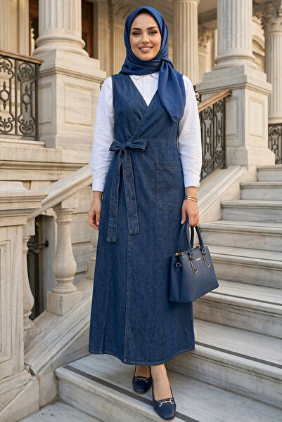 N.S NEVA STYLE Ναυτικό μπλε φόρεμα τζιλέτα τέσεττουρ 19053L