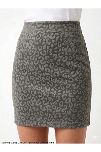 Butik Μίνι φούστα από ύφασμα σκούμπα με λάστιχο στη μέση από λύκρα, σε γκρι χ...