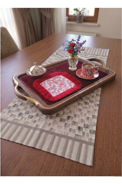 nunuteks evinizi renklendirin Coffee-Colored Fabric Presentation Napkin |   Tasseled Presentation Napkin