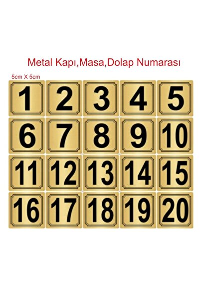 Outdoor One Metal Door, Table, Cabinet Number 5Cmx5Cm 20 Pieces (1..20) Gold ...
