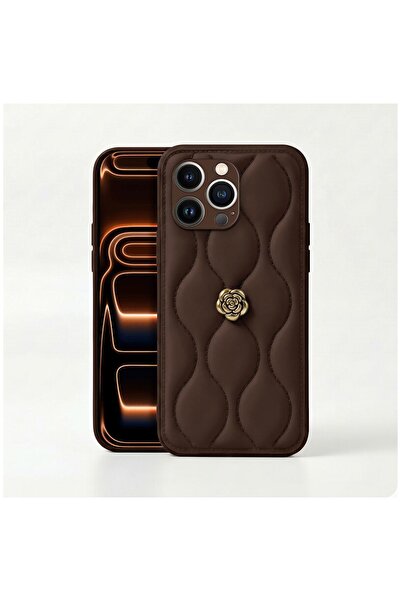 Zebana Apple iPhone 13 Pro Max Uyumlu Kılıf Zebana Camellia Deri Kılıf Kahver...