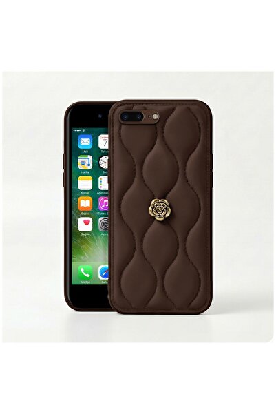 Zebana Apple iPhone 7 Plus Uyumlu Kılıf Camellia Deri Kılıf Kahverengi