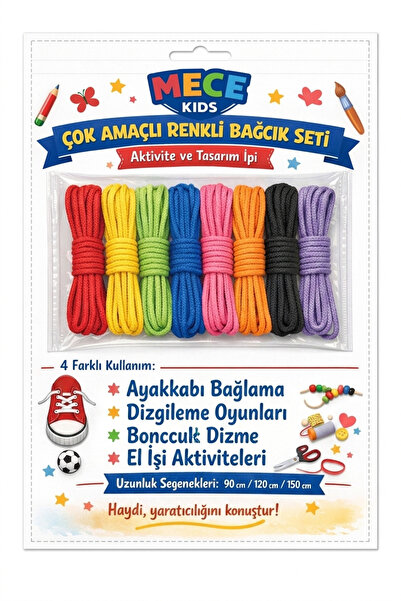 MeCe Çok Amaçlı Renkli Bağcık Seti - Aktivite, Tasarım ve Kıyafet İpi