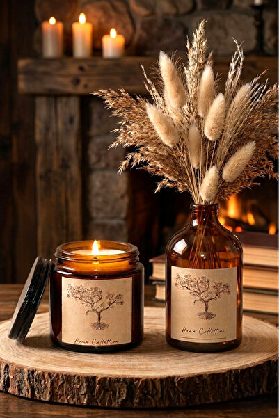 junibeliw 2li Set Amber Beyaz Etiket Dekoratif Cam Şişe Vazo Kavanoz 100ml(Çİ...