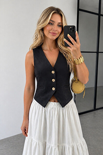 İLKCET MODA Vesta de damă - țesătură dubla