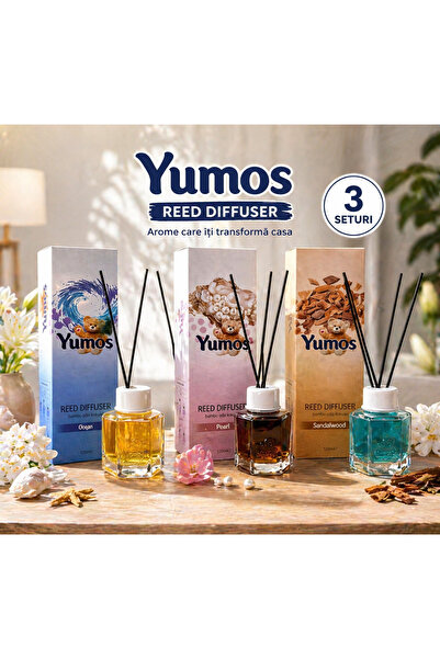 Yumoş Set de 3 odorizante de cameră cu bețișoare, 120 ml, Mix