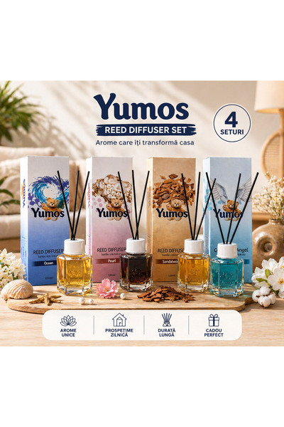 Yumoş Set de 4 odorizante de cameră cu bețișoare, 120 ml, Mix