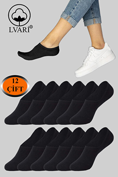 Lvari Unisex 10'lu Pamuklu Siyah Görünmez Sneaker Çorap – Kadın Erkek Terletmez