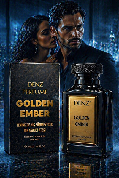 Denz Perfume Golden Ember Erkek Parfüm Amber Safran Kehribar Misk Güçlü Yayıl...