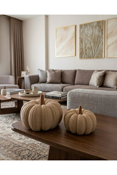 Cozywic Dekoratif Balkabağı İkili Set - 1 (Büyük 10 cm Küçük 7 cm)