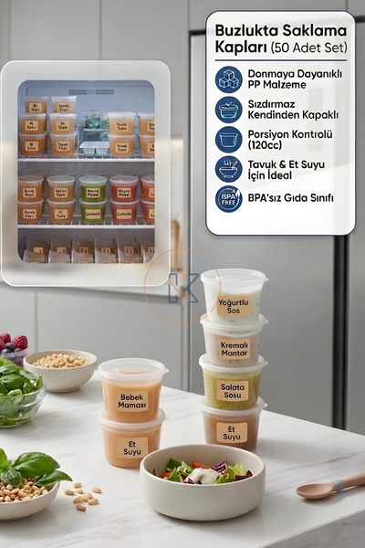 Kitchera Home 50 Adet Kalın Yapılı Sızdırmaz 120 Ml 4 Oz Sosluk Buzluk Et Kem...