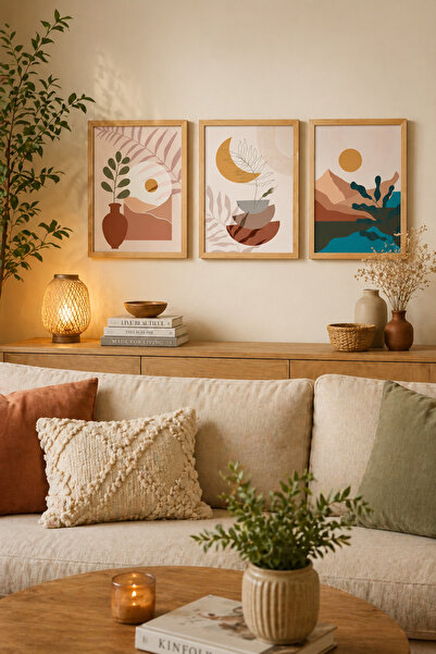 Yurudesign Maldiv Ahşap Çerçeveli 3'lü Tablo Uv Baskı 33*40 MV2-A