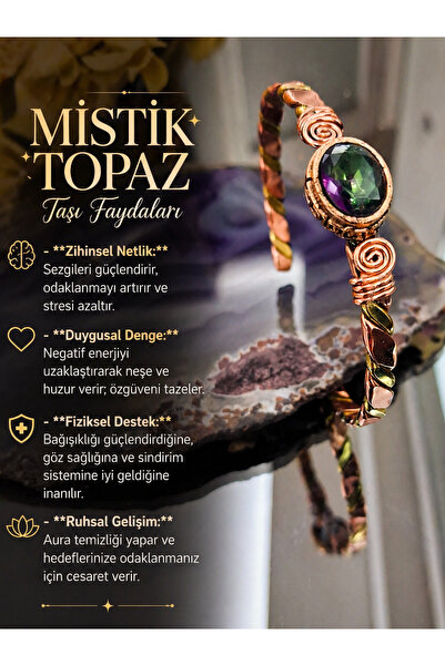 QERMA Mistik Topaz Bakır Doğal Taş Bileklik – El İşçiliği, Şıklık ve Enerji B...