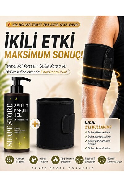 SHAPE STORE Antiselülit Krem Ve Kol Korse Bandı (PAKETTE 2 TANE KOL ICİN KORS...