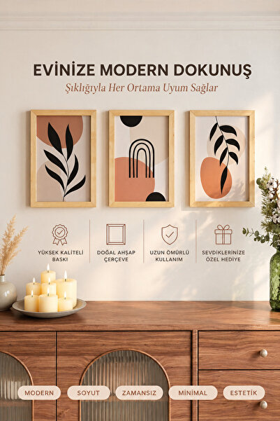 Yurudesign Maldiv Ahşap Çerçeveli 3'lü Tablo Uv Baskı 25*35 MV1-B