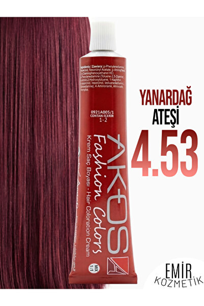 AKOS Yoğun Etkili Saç Boyası 60ml - Yanardağ Ateşi 4.53 + Pierra oksidan 60ml