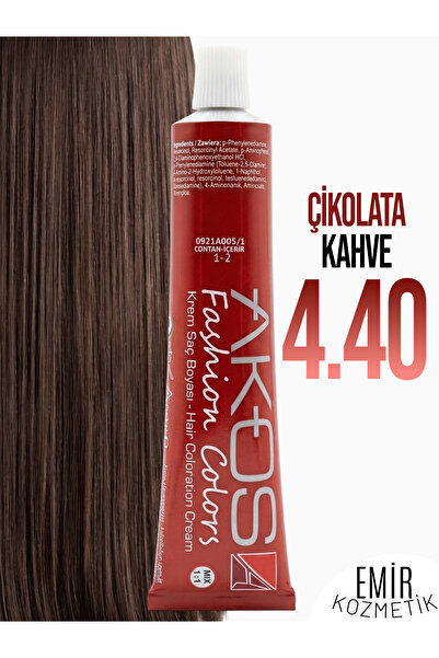 AKOS Yoğun Etkili Saç Boyası 60ml - Çikolata Kahve 4.40 + Pierra oksidan 60ml