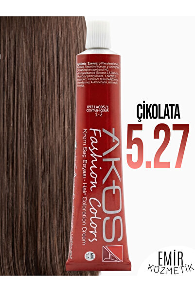 AKOS Yoğun Etkili Saç Boyası 60ml - Çikolata 5.27 + Pierra oksidan 60ml