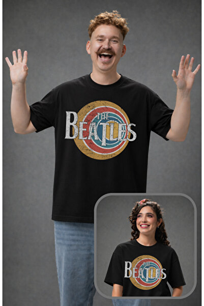Fuddy Moda Unisex Oversize kroj The Beatles majica, rok metal tema T-shirt