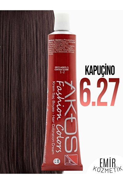 AKOS Yoğun Etkili Saç Boyası 60ml - Kapuçino 6.27 + Pierra oksidan 60ml