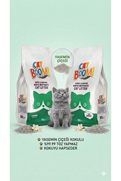 Cat Boom Yasemin Kokulu İnce Taneli Topaklanan Kedi Kumu 10 Lt X 2 Adet