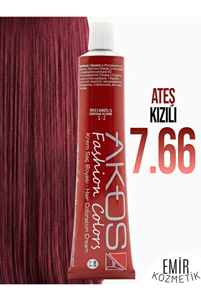 AKOS Yoğun Etkili Saç Boyası 60ml - Ateş Kızılı 7.66 + Pierra oksidan 60ml