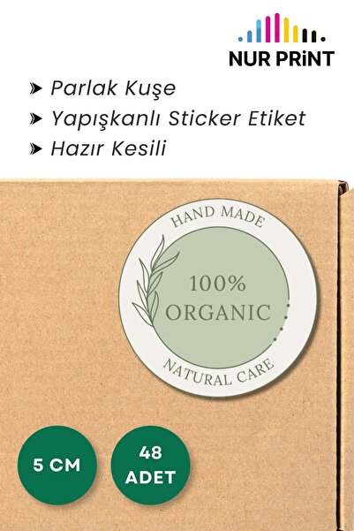 Nur Print Adhesive Sticker, Organic Label Round Diameter 5 Cm, Glossy Finish ...