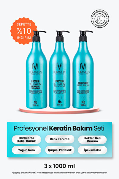 Hummels Valentin Profesyonel Düzleştirici Keratin Bakım 3'lü Set - Kuru, Yıpr...