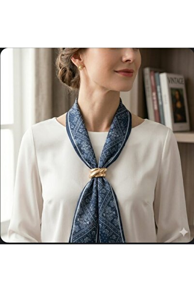 aseh shop Λεπτό φουλάρι με έθνικ σχέδια και χρυσή πόρπη