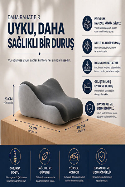 NO BRAND VISCORA Ortopedik Vücut Destek Minderi – Space Memory Foam -Yıkanabilir Kılıf – Ofis/Ev/Yatak