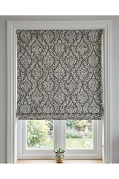 NPS Polycotton Gri Damask Katlamalı Perde