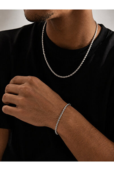 OutfitModa Set Cadou Lanț & Brățară Bărbați din Inox, Stil Masculin