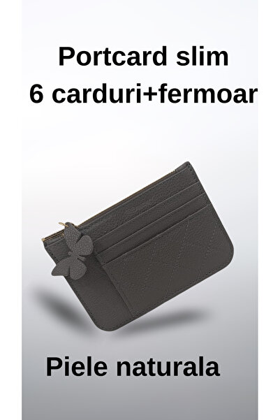 OEM Slim Genuine Leather Card Holder with zipper, 6 cards, Compact card Walle...
