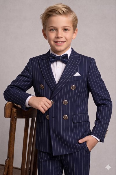 Generic Brand Boys' Striped Jacket Shirt Pants Bow Tie Suit