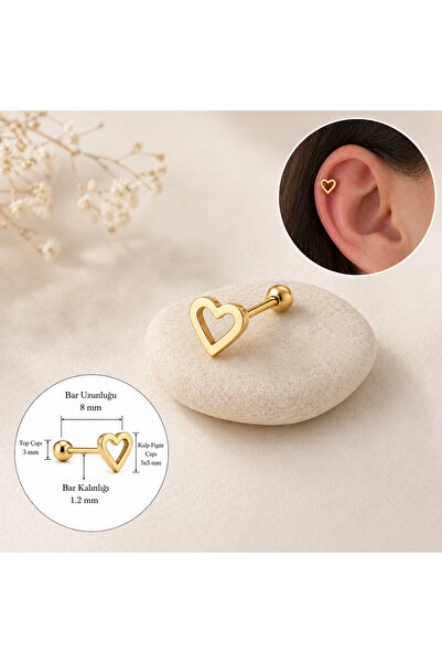 Heppii Gold Çelik Kalp Model Helix Piercing