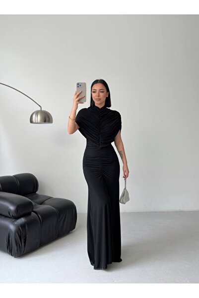 maf collection Γυναικείο μαύρο φόρεμα με λαιμόκοψη halter, με άμμο, μάξι μήκο...